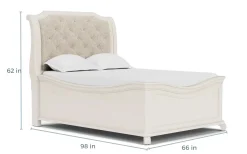 Bellamy Sleigh Bed W/ Storage In White, Queen