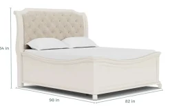 Bellamy Sleigh Bed W/ Storage In White, Queen