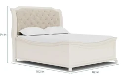 Bellamy Sleigh Bed W/ Storage In White, Queen