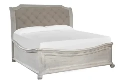 Bellamy Sleigh Bed W/ Storage In White, Queen