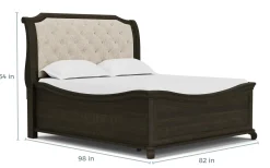 Bellamy Sleigh Bed W/ Storage In White, Queen