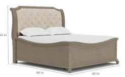 Bellamy Sleigh Bed W/ Storage In White, Queen