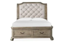 Bellamy Sleigh Bed W/ Storage In White, Queen