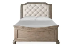 Bellamy Sleigh Bed W/ Storage In White, Queen