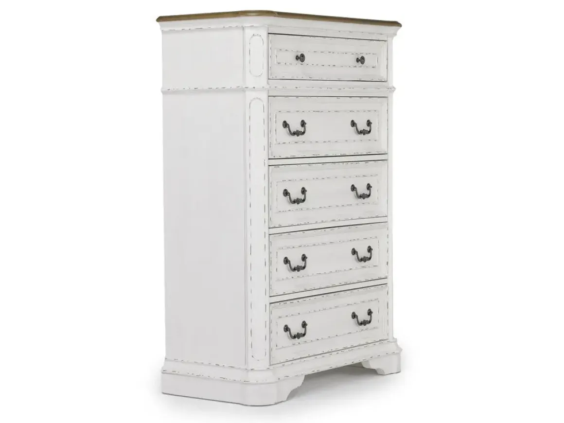 Bellevue Chest In Antique White & Walnut