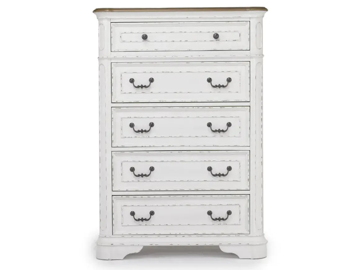 Bellevue Chest In Antique White & Walnut