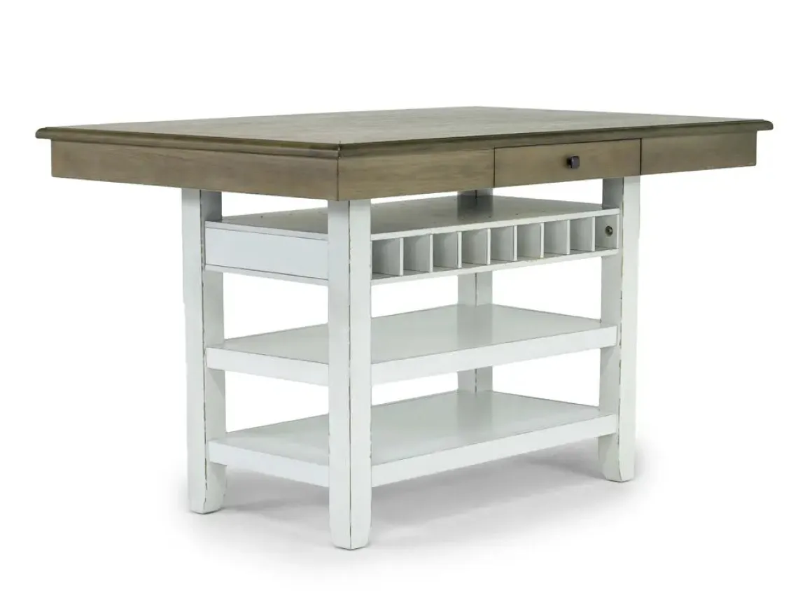 Bellevue Counter Height Dining Table & 4 Stools In Antique White