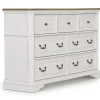 Bellevue Dresser In Antique White & Walnut