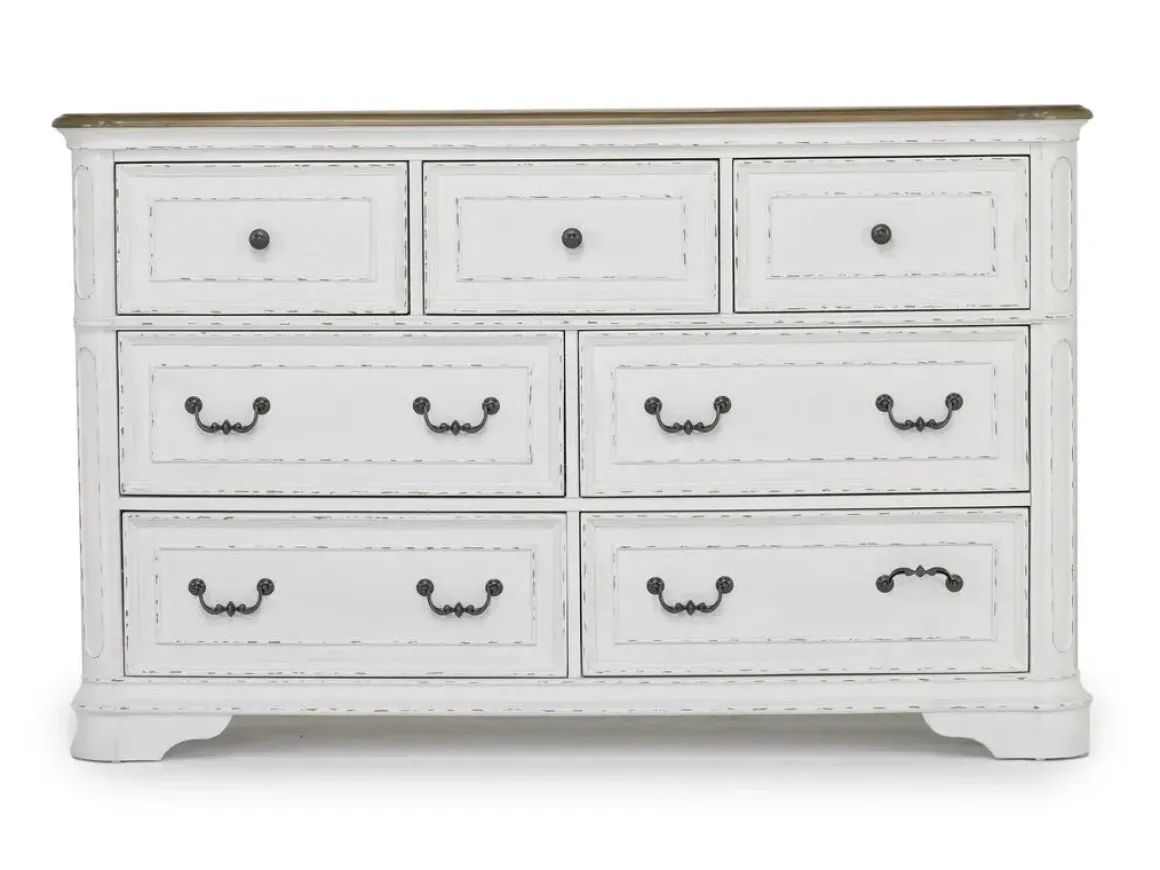 Bellevue Dresser In Antique White & Walnut