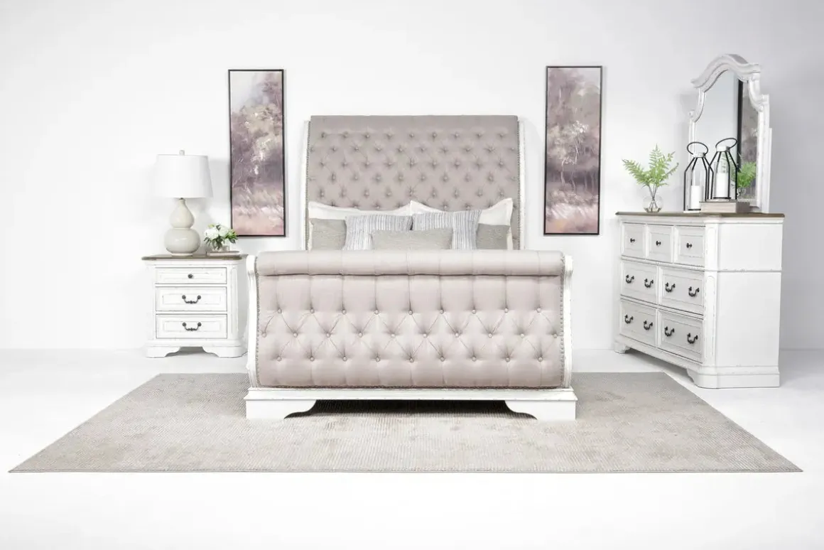 Bellevue Dresser In Antique White & Walnut