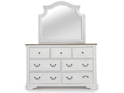 Bellevue Mirror In Antique White/ Walnut