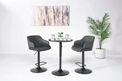 Bentley Adjustable Height Round Pub Table In Black & 2 Eagle Barstools, Swivel