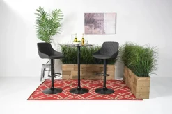 Bentley Adjustable Height Round Pub Table In Black & 2 Eagle Barstools, Swivel