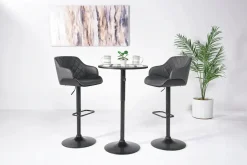 Bentley Adjustable Height Round Pub Table In Black & 2 Eagle Barstools, Swivel