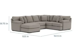 Bermuda Tux Loveseat Chaise Sectional, Left Facing, Down - Custom Order
