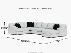 Bermuda Tux Sofa Chaise Sectional, Left Facing, Down - Custom Order