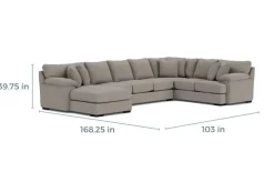Bermuda Tux Sofa Chaise Sectional In Victory Sterling, Left Facing