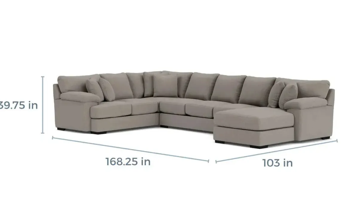 Bermuda Tux Sofa Chaise Sectional In Victory Sterling, Left Facing