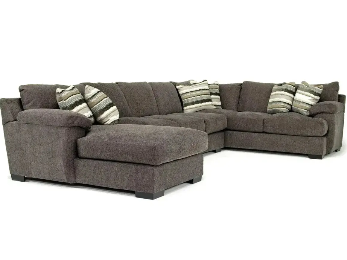 Bermuda Tux Sofa Chaise Sectional In Victory Sterling, Left Facing