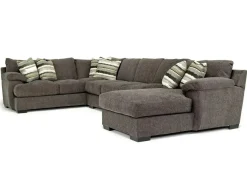 Bermuda Tux Sofa Chaise Sectional In Victory Sterling, Left Facing