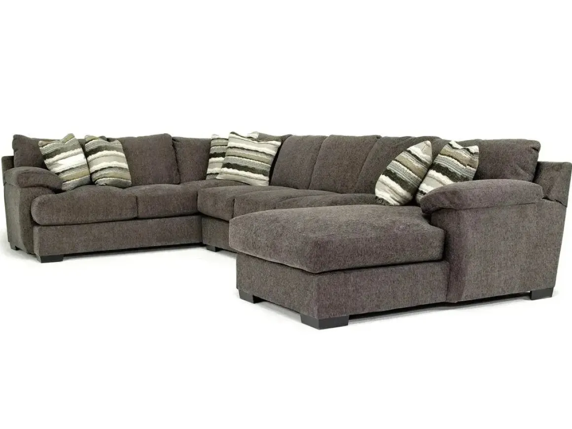 Bermuda Tux Sofa Chaise Sectional In Victory Sterling, Left Facing