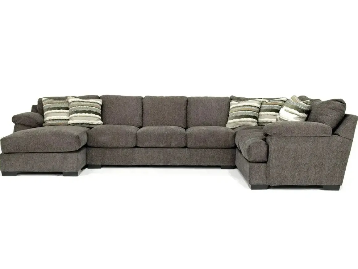 Bermuda Tux Sofa Chaise Sectional In Victory Sterling, Left Facing