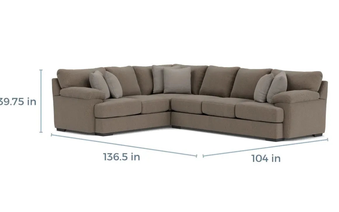 Bermuda Tux Sofa Sectional, Right Facing, Down - Custom Order