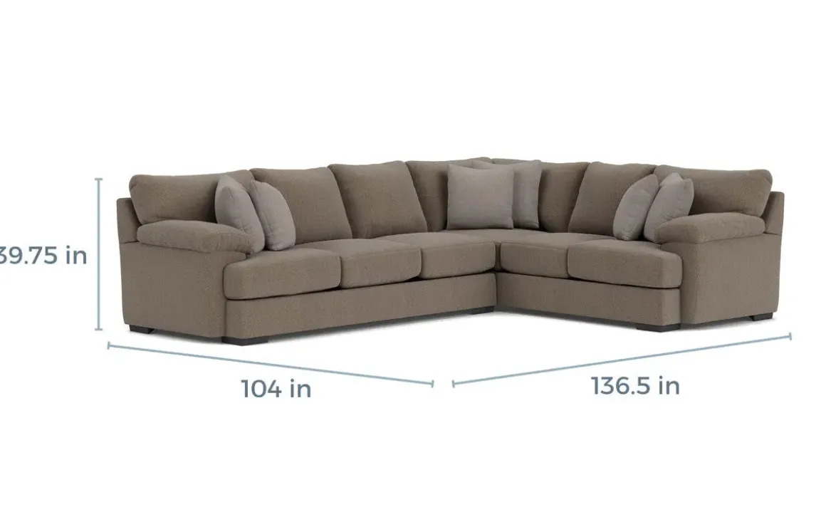 Bermuda Tux Sofa Sectional, Right Facing, Down - Custom Order