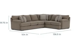 Bermuda Tux Sofa Sectional In Victory Sterling, Left Facing