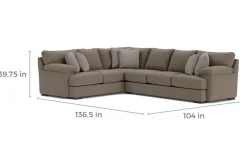 Bermuda Tux Sofa Sectional In Victory Sterling, Left Facing