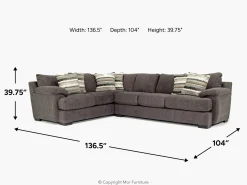 Bermuda Tux Sofa Sectional In Victory Sterling, Left Facing