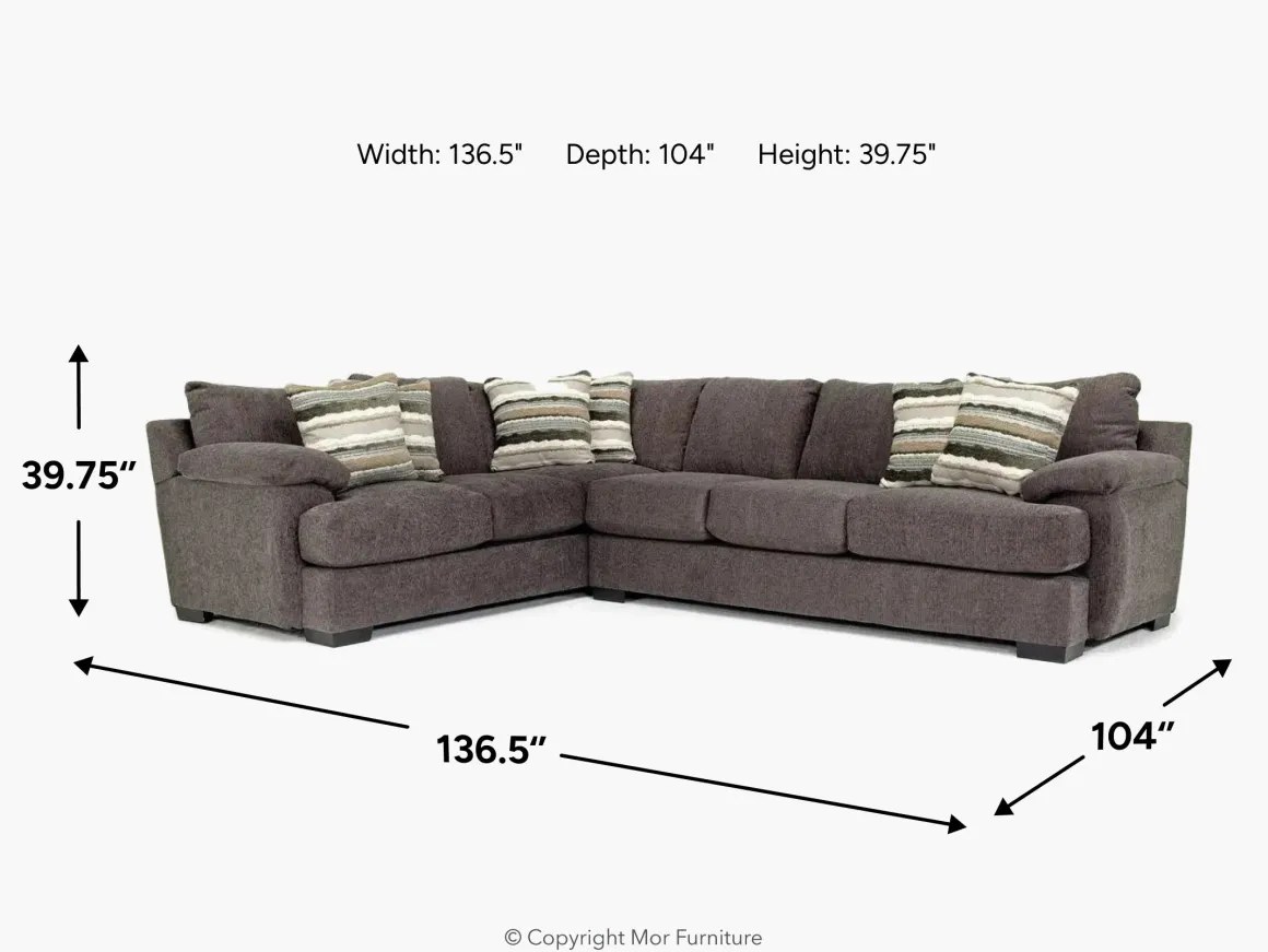 Bermuda Tux Sofa Sectional In Victory Sterling, Left Facing