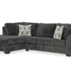 Biddeford Full Pullout Sofa Chaise In Shadow, Left Facing