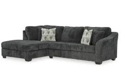 Biddeford Full Pullout Sofa Chaise In Shadow, Left Facing