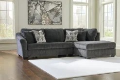 Biddeford Full Pullout Sofa Chaise In Shadow, Left Facing
