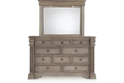 Blairhurst Panel Bed, Dresser, Mirror & Nightstand In Light Grayish Brown, Queen