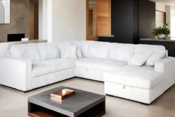 Bliss Tux Loveseat Chaise Sectional In Mist Gray