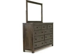 Blue Ridge Panel Bed, Dresser, Mirror & Nightstand In Rustic Gray, Queen