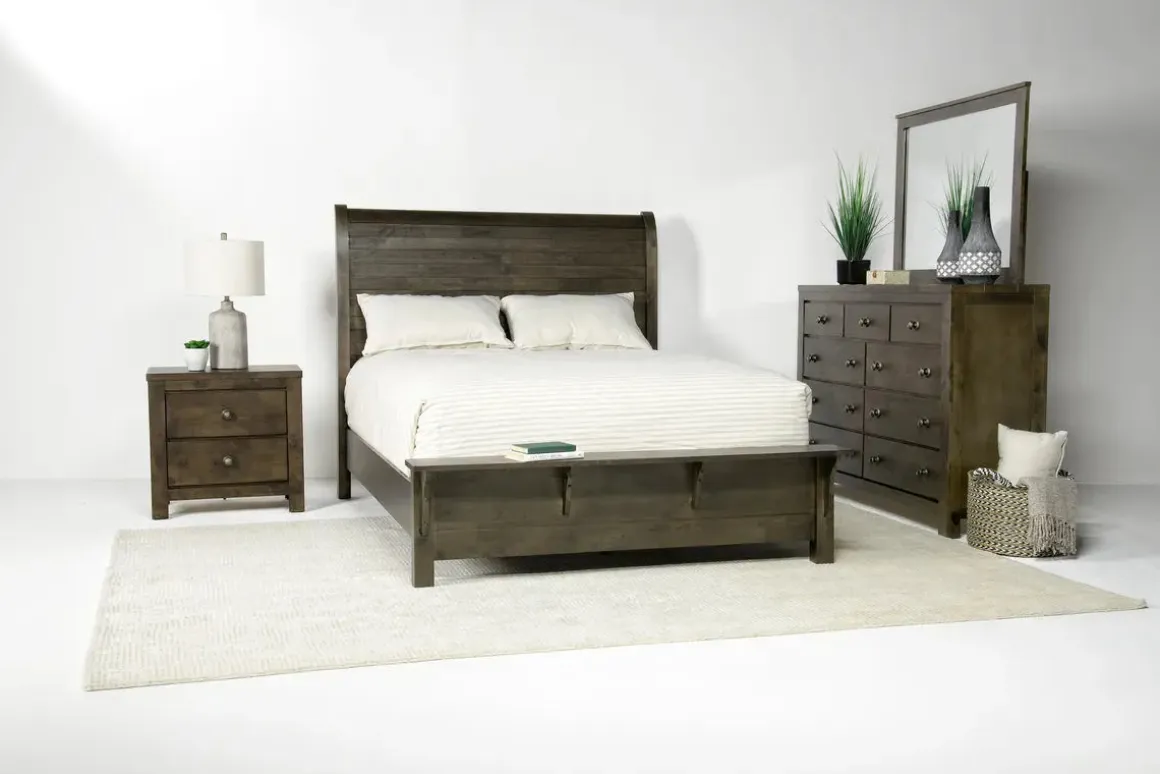 Blue Ridge Panel Bed In Rustic Gray, Queen