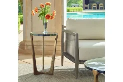 Bohdi Outdoor Round Accent Table In Gold