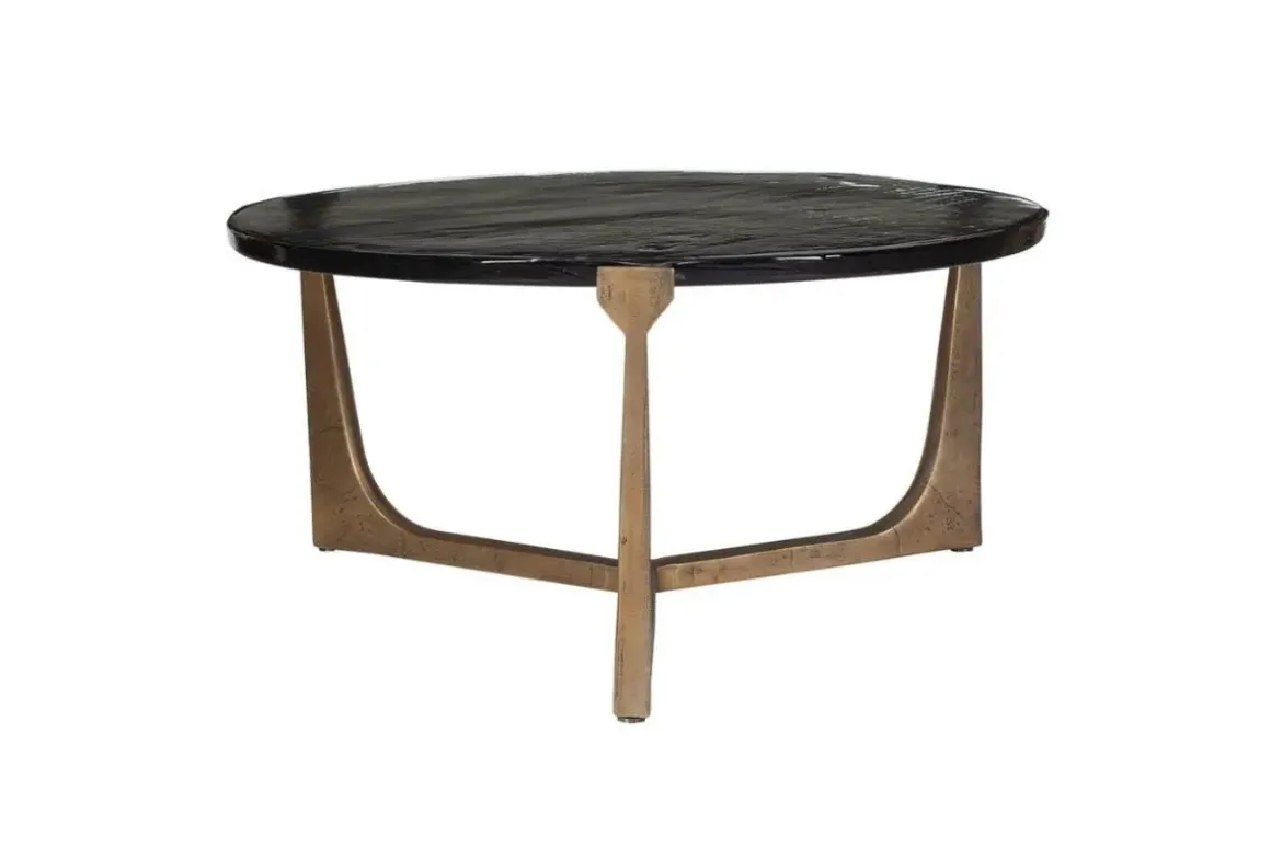 Bohdi Outdoor Round Coffee Table In Gold
