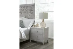 Boho Chic Nightstand In Washed White