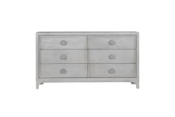 Boho Chic Platform Bed, Dresser, Mirror & Nightstand In Washed White, Full