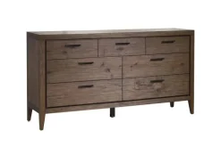Boracay Panel Bed W/ Storage, Dresser, Mirror & Nightstand In Wild Oats Brown, Queen