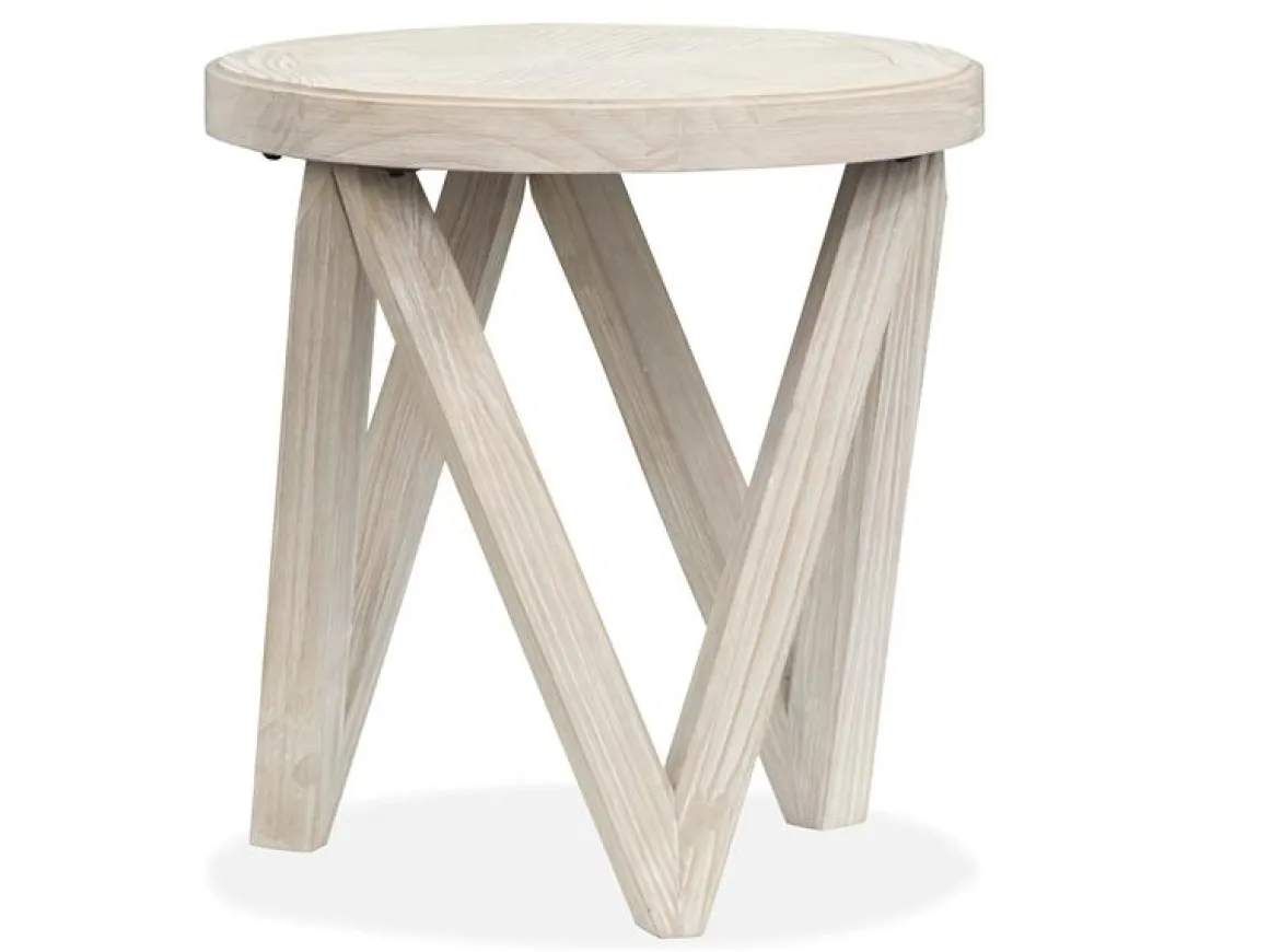 Bostwick Round End Table In Coconut Cream