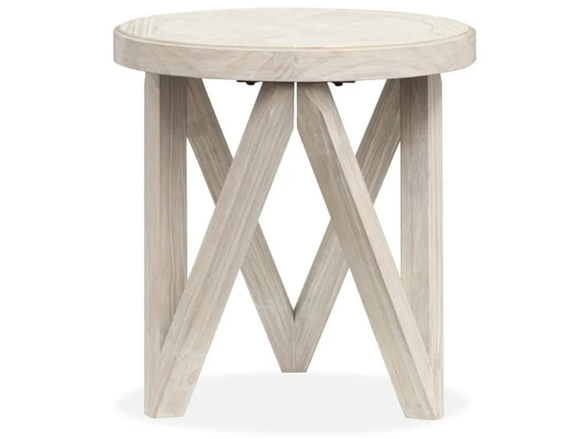 Bostwick Round End Table In Coconut Cream