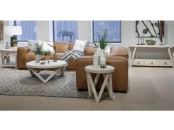 Bostwick Round End Table In Coconut Cream