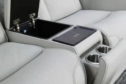 Bowden 2 Power Console Loveseat W/ Cooler In Blanca Light Gray Leather