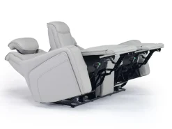 Bowden 2 Power Console Loveseat W/ Cooler In Blanca Light Gray Leather