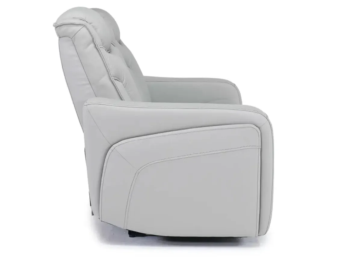 Bowden 2 Power Console Loveseat W/ Cooler In Blanca Light Gray Leather